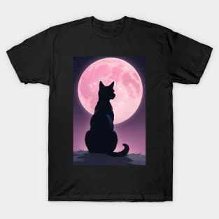 Pink moon cat T-Shirt